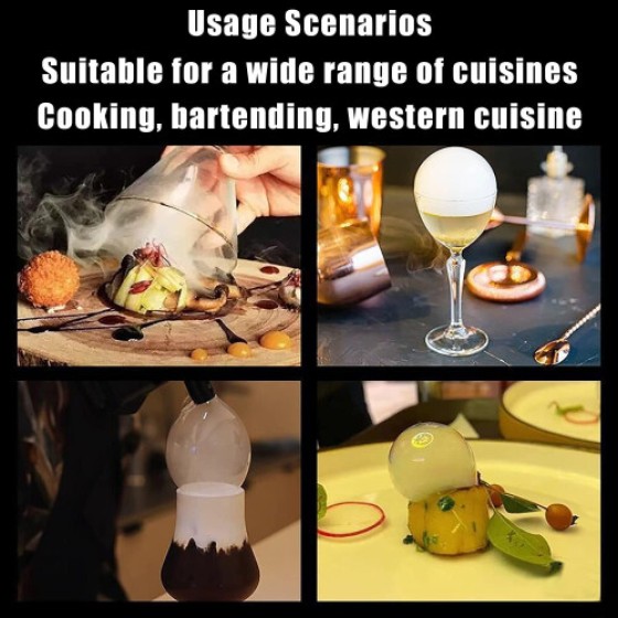 USB電源式スモークインフューザーガン（カクテルや食品用）、5種類の噴霧液付きコールドスモークジェネレーターキット、キッチンでの使用に最適